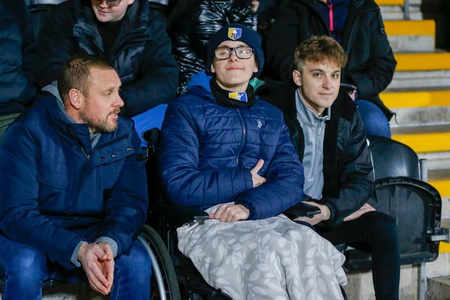 Some of the Mansfield Town fans who headed to Burton for the EFL Trophy defeat.