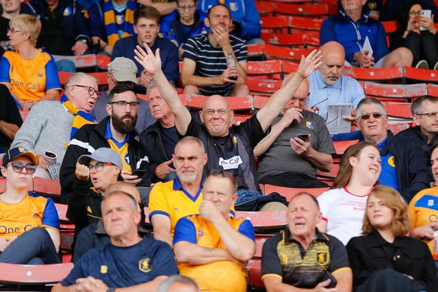 Stags fans before the defeat at Swindon.