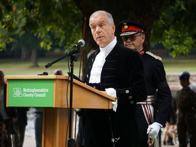Paul Southby, High Sheriff of Nottinghamshire, proclaims the new King.