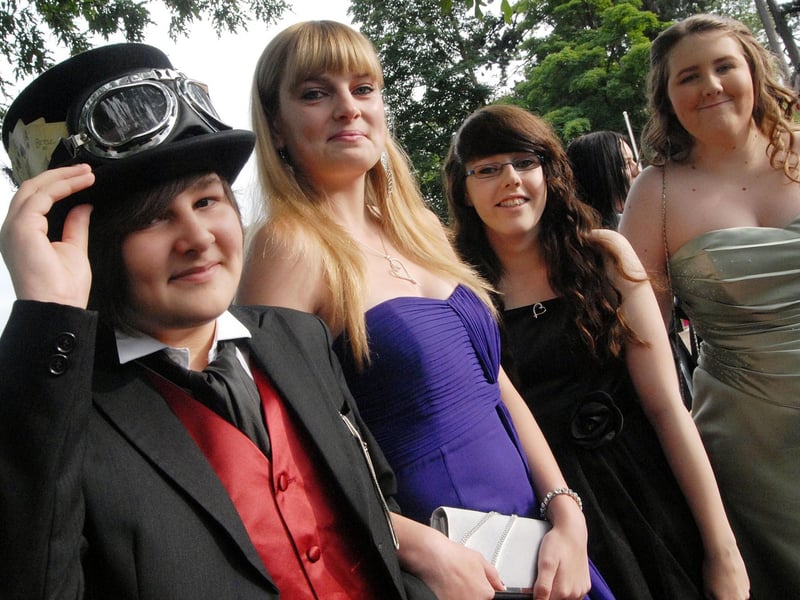 Dukeries Prom at Thoresby Riding Stables in 2012. Pictured: Bryn Eland, Elizabeth Bennett, Alisha Whittaker and Robyn Johnson-Tattersall.