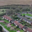 Aerial view on bungalows on Briar Close, Shirebrook