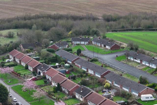 Aerial view on bungalows on Briar Close, Shirebrook