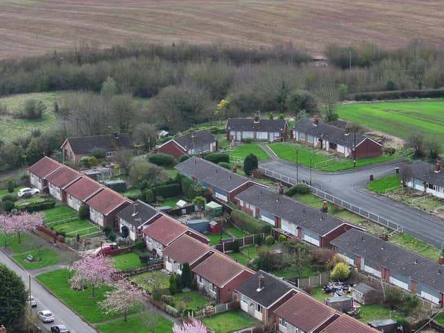 Aerial view on bungalows on Briar Close, Shirebrook