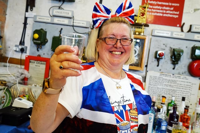 The Pleasley Pit Trust hosted a beer festival to celebrate the Queen's long reign. Pictured is Annette King, landlady at the Nag's Head pub.