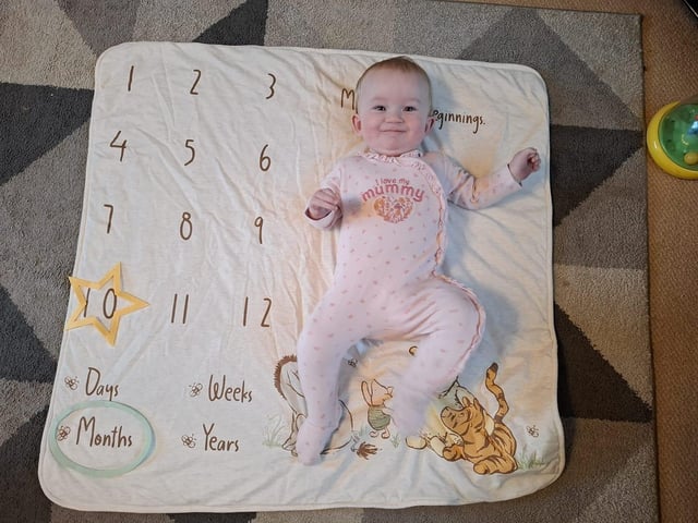 This photo of Abbie, 10 months, was sent to us by Claire Welch