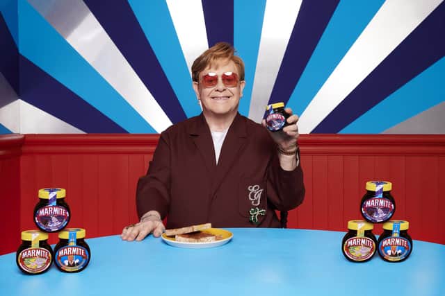 Marmite’s latest jar in collaboration with the Elton John Aids Founation celebrates Rocket Man’s iconic Dodgers Stadium show.