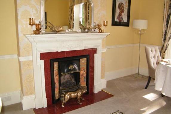 An ornate fireplace in the property.