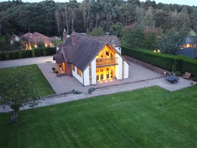 This overhead shot shows one of the patio and seating areas that can be found in the garden.