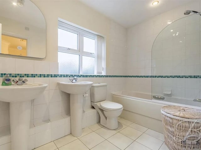 Complete with a three piece suite including a bath, low flush WC and hand wash basin.