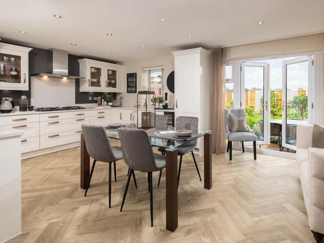 Downstairs you'll find your home office, spacious lounge, a separate dining room, a utility room and the hub of the home, your open-plan kitchen with french doors out to your garden.