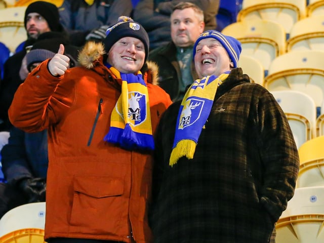 Mansfield fans at the match against Carlisle Utd.