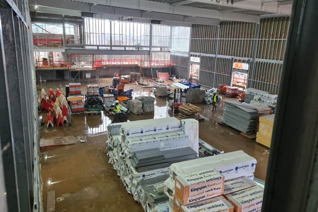 The impressive new sports hall begins to take shape