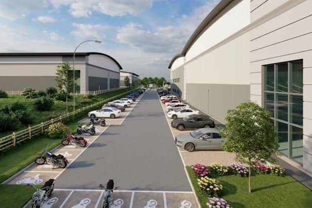 The proposed industrial warehouses off Birchwood Way and Birchwood Lane in Somercotes.