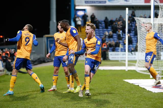 The team celebrate what proved to be their second half winner. Photo by Chris Holloway/The Bigger Picture.media