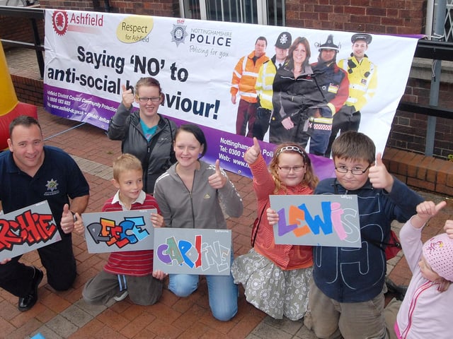A big thumbs up to the firemen, council officers and police who put on a 'Celebration of Young People' event at the Kirkby Council offices in 2010 where youngsters could try their hands at arts and crafts and rock climbing as part of an anti-social behaviour awareness program organised by the Fire Service and Ashfield District Council.