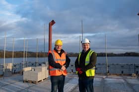 Cllr Matthew Relf and Cllr Jason Zadrozny on the first floor of the new building 