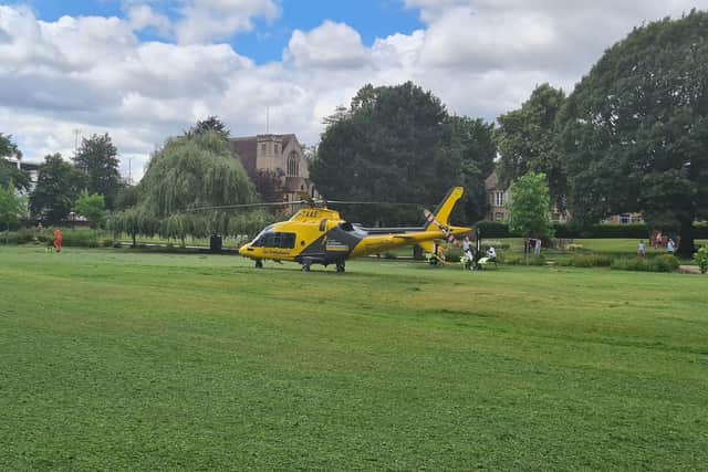 An air ambulance quickly arrived on scene.