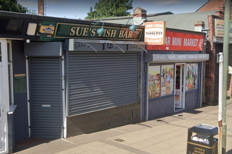Sues Fish Bar on Skerry Hill, Mansfield. Last inspected on December 13, 2022.