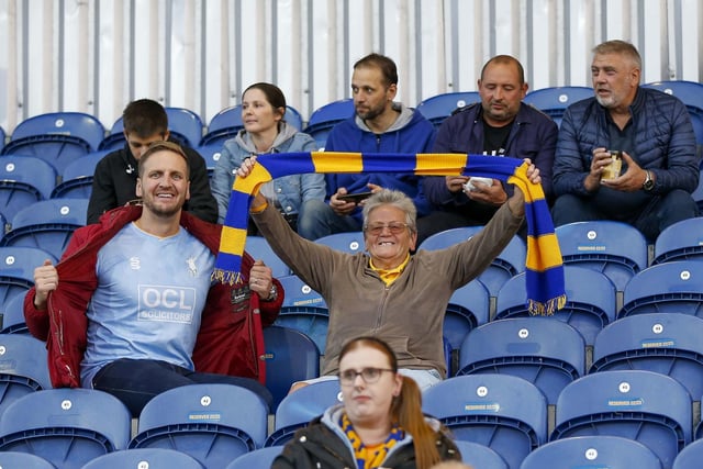 Mansfield Town fans during the Sky Bet League 2 match against Carlisle Utd.