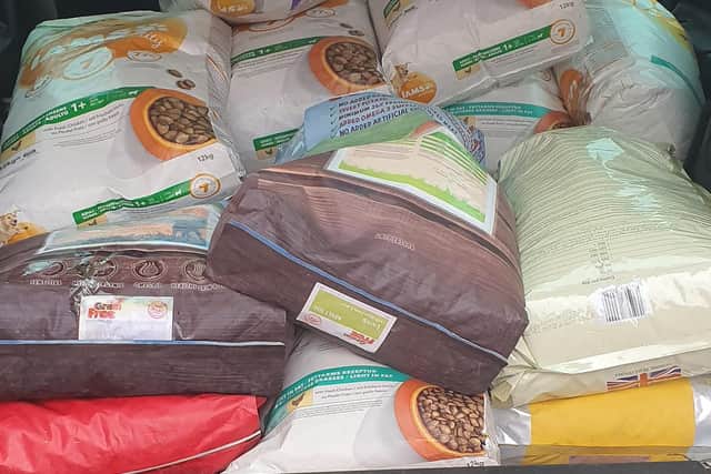 Rex Pet Hotel of Cuckney, donated a car full of food to Toby's Doggy Food Bank.