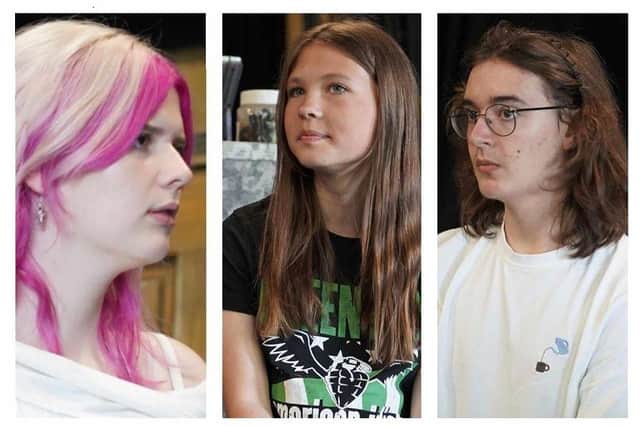 Part of the cast for The Trials in Nottingham and Mansfield are, from left,Chloe Revill, Jessica Pywell and Finley Ramowski. Photo: Submitted