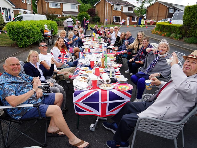 The Delamere Drive street party saw residents enjoying a meal together in front of their homes.