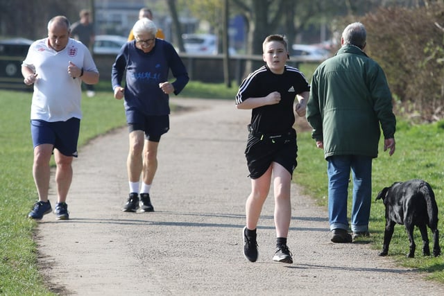 Youngsters mix happily with more elderly people at the Mansfield parkrun every Saturday morning. No prizes for guessing who's the quickest!