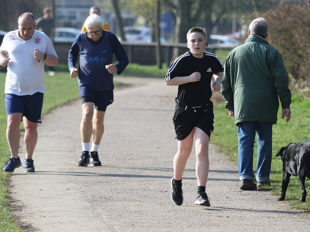 Youngsters mix happily with more elderly people at the Mansfield parkrun every Saturday morning. No prizes for guessing who's the quickest!