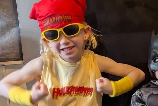 Wakely, age 5, dressed up as Hulk Hogan for his school's 80s-themed dress-up day.