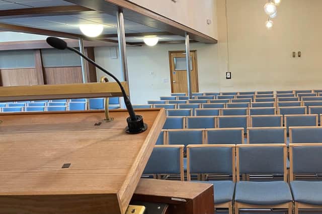 The view from a lectern at Mansfield Crematorium, where Wayne Swiffin has led many funeral services.