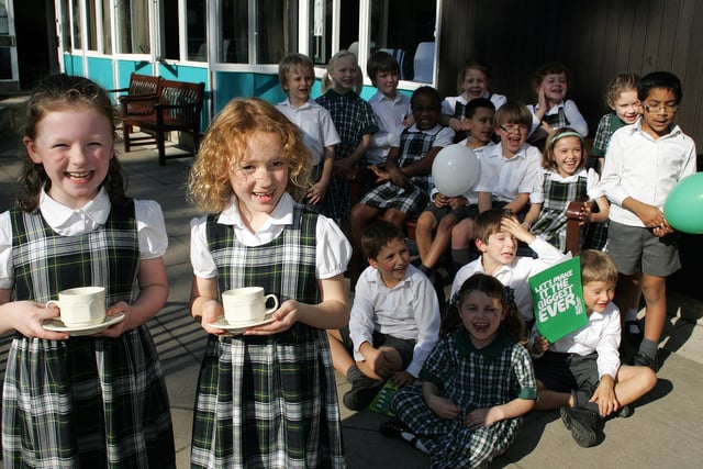 Year 2 pupils play their part at the Westbourne School coffee day in 2011