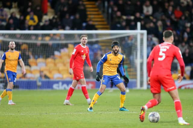 Mansfield Town defender James Perch on his comeback against Leyton Orient a month ago.