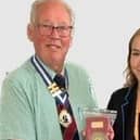 Year 10 student Aalissa Brown receives her award from Warsop Men's Probus Club president James Bradley. Picture: Warsop Men's Probus Club