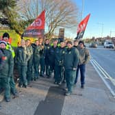 Striking ambulance workers at King's Mill Hospital.