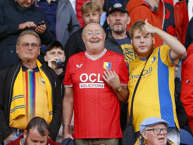 Mansfield Town fans ahead of the win over Stockport County.