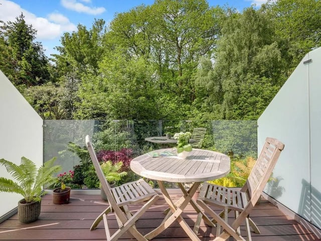 The balcony off the master is the perfect place to relax and unwind and take in the stunning views over the surrounding conservation woodland