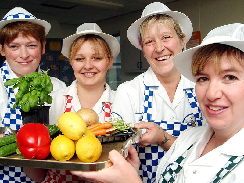 School cooks from left, Alison Rodgers, Jenny Warnes, Christine Foley and Bonnie Pollard prepared to battle in the heats of 'School Chef of the Year' at Manor School, Mansfield Woodhouse, back in 2007.