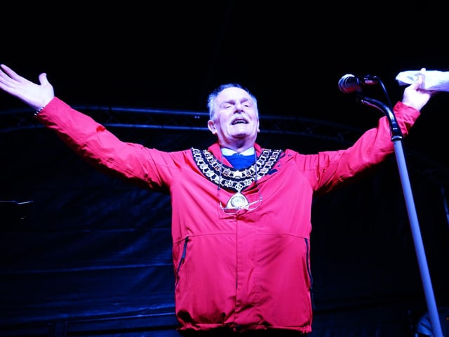 Ashfield District Council chairman councillor David Walters switches the Christmas lights on.