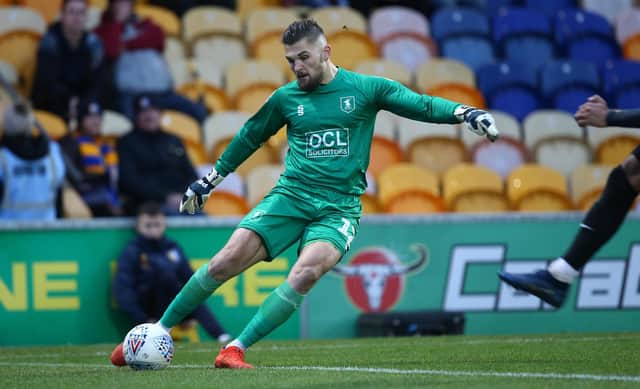 Bobby Olejnik in action for Mansfield Town against Northampton Town in December 2019. (Photo by Pete Norton/Getty Images)