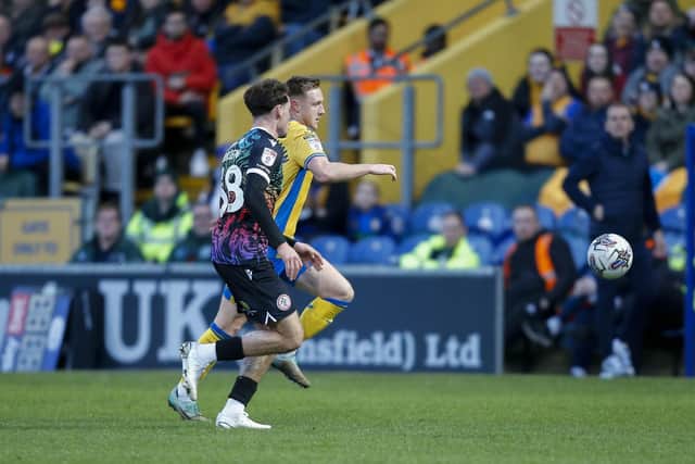 Action during the Sky Bet League 2 match against Accrington Stanley FC at the One Call Stadium, 16 April 2024, Photo credit Chris & Jeanette Holloway / The Bigger Picture.media