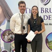 Mia Hagues celebrating her top results this morning at The Brunts Academy.