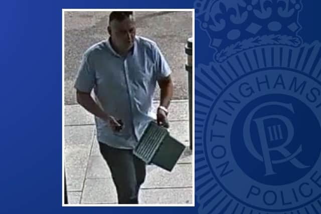 Police want to speak to this man in connection with the theft of £1,400 of cosmetics in Mansfield. Photo: Nottinghamshire Police
