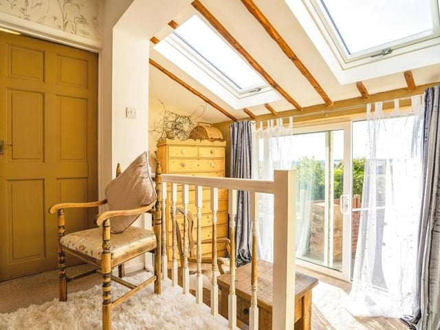 Another pleasant feature of the lounge is this split level, with stairs leading up from and down to the main area of the room.