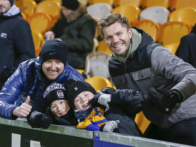 Mansfield Town fans are pictured before the defeat to Bradford City.
