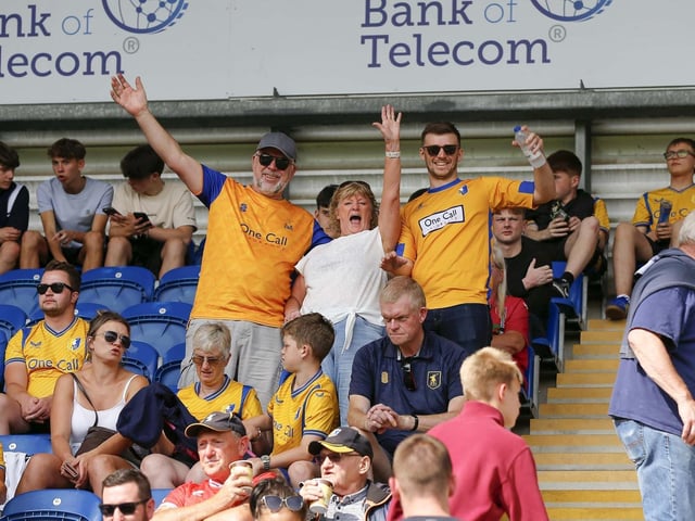 Mansfield Town fans ahead of the game with Colchester United.