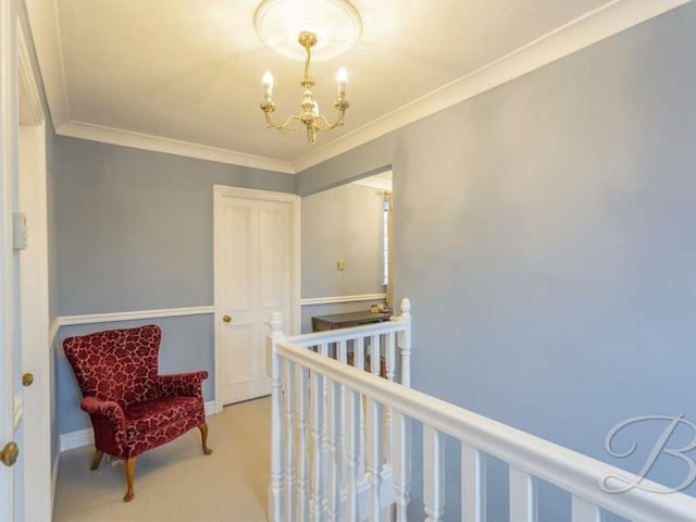 Time to check out the first floor now. At the top of the stairs, you are greeted by this pleasant landing.