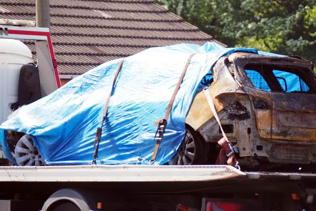 The scene of the suspected arson attack in Bolsover. Pictures by Brian Eyre.