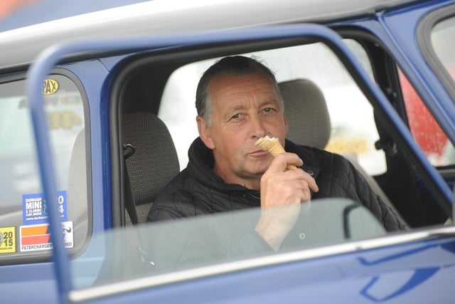 Mini owner George Skingley enjoys an ice cream at the Mini Mania event held at Seaburn Recreation Ground in 2016.