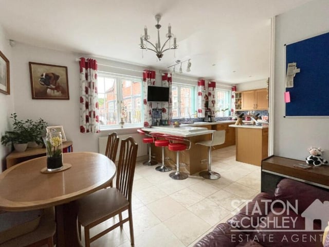 Here is the pleasant dining and living area of the kitchen/diner.