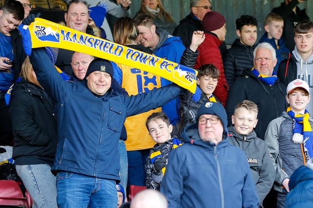 Mansfield Town fans enjoying their day out in Saturday's big win at Scunthorpe United.